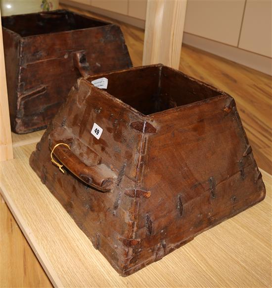 Two two-handled Chinese grain boxes